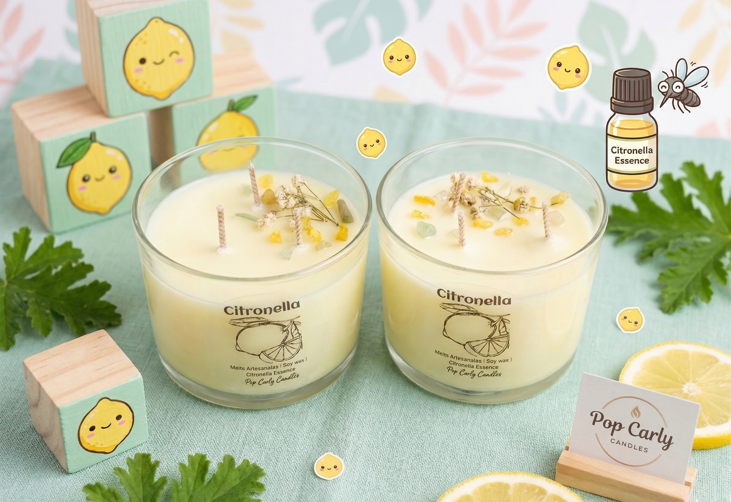 🍋🌿 Vela "Citronella" - Tu escudo anti-mosquitos más cute ✨🦟