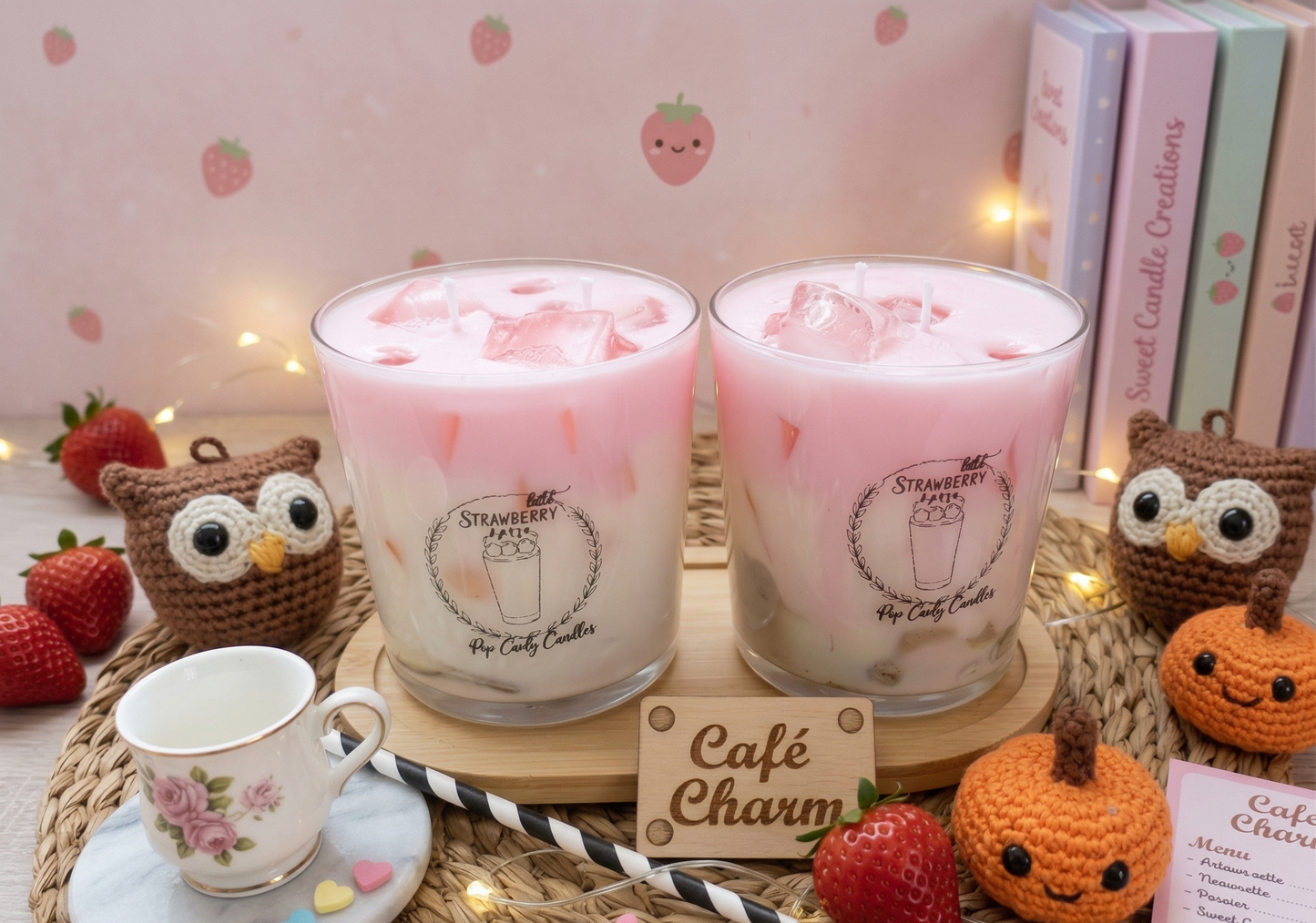 Vela Artesanal "Strawberry latte"! 🍓