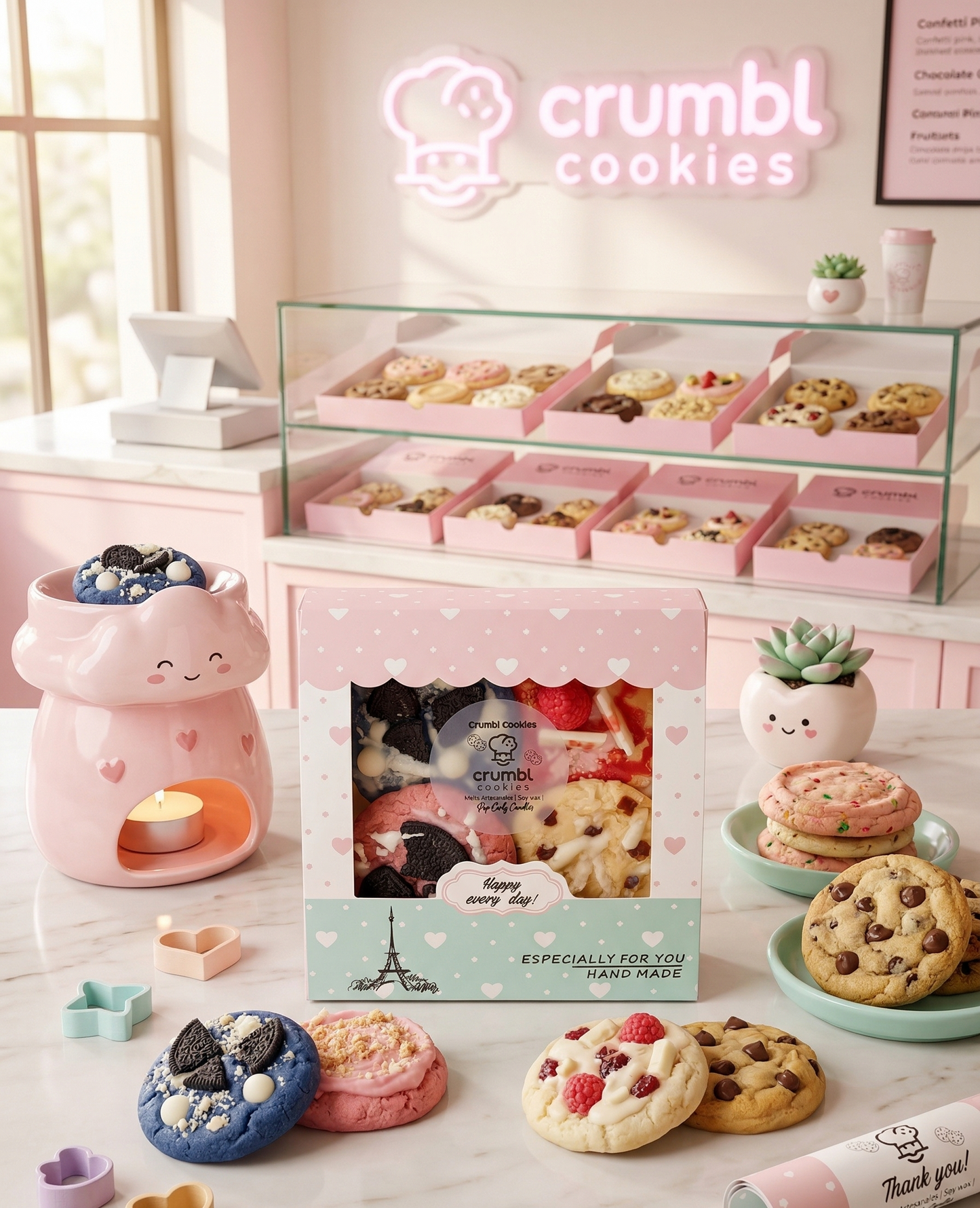 🎀🍪 Sweet Box "Crumbl Cookies" - Set de 4 Melts Premium XL 🧁💕
