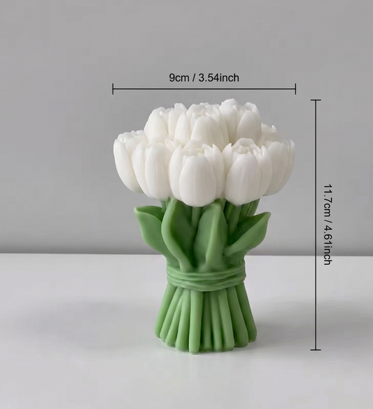 🌷✨ Vela Escultural "Ramo de Tulipanes" - Aroma Néctar Dulce Floral ✨🌷