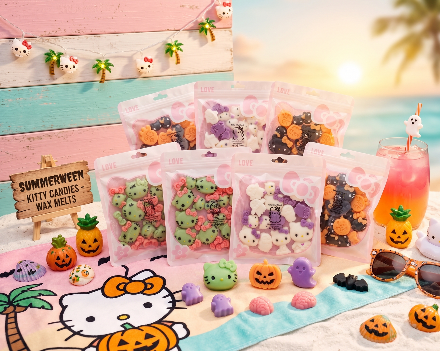 🧟♀️🍋Wax Melts "Hello Kitty Zombie": Dulzura Cítrica y Vibra Summerween 🍓👻