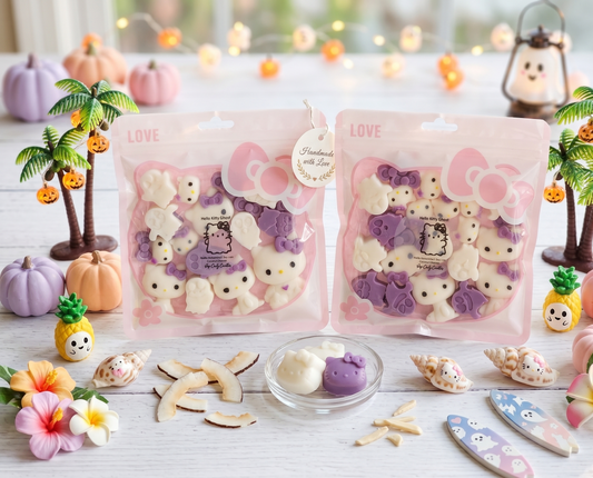 👻🥥 Bolsita de Wax Melts "Hello Kitty Ghost" - Un Paraíso Tropical y Spooky 🏝️🎀