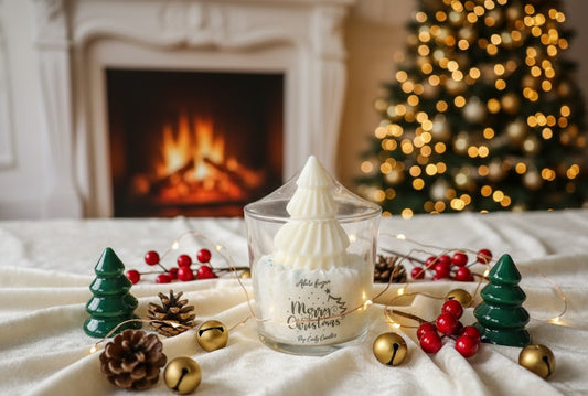 Vela artesanal "Abeto del polo norte White Christmas"❄️