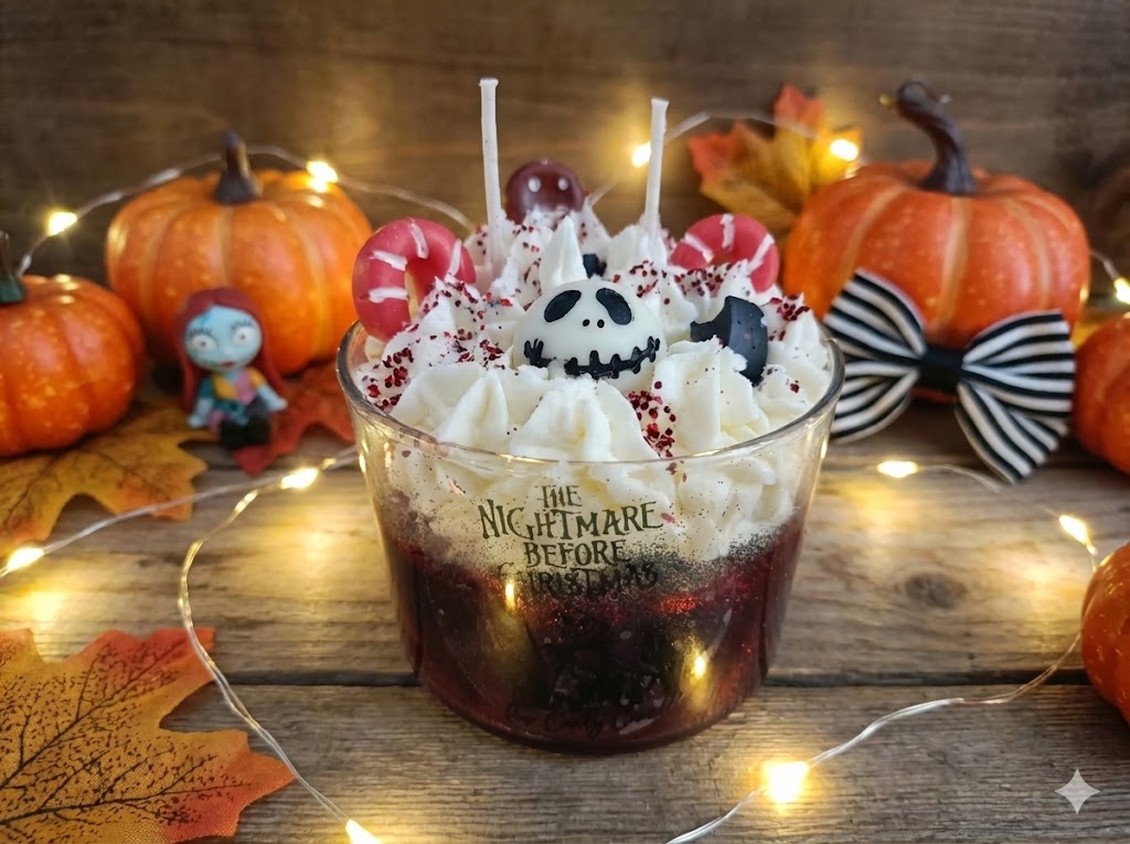 💀 Vela Artesanal de colección "Jack descubre la Navidad" – Edición Dulce Piruleta 🍭