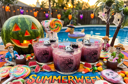 📞🍭 Vela de Gel "Pink Scream Oasis"- ¡El Aroma Más Hechizante y Dulce del Summerween! 🏄‍♀️👻