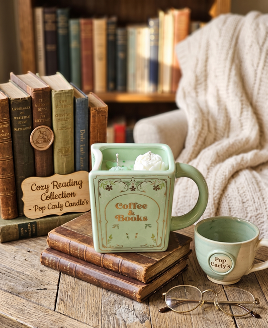 Vela en Taza XXL "Coffee & Books" - Colección Cozy Reading 📖☕