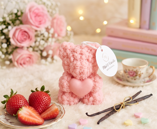 🍓🧸 Vela Osito de Rosas - Dulzura y Romance en un Solo Detalle ✨🌹
