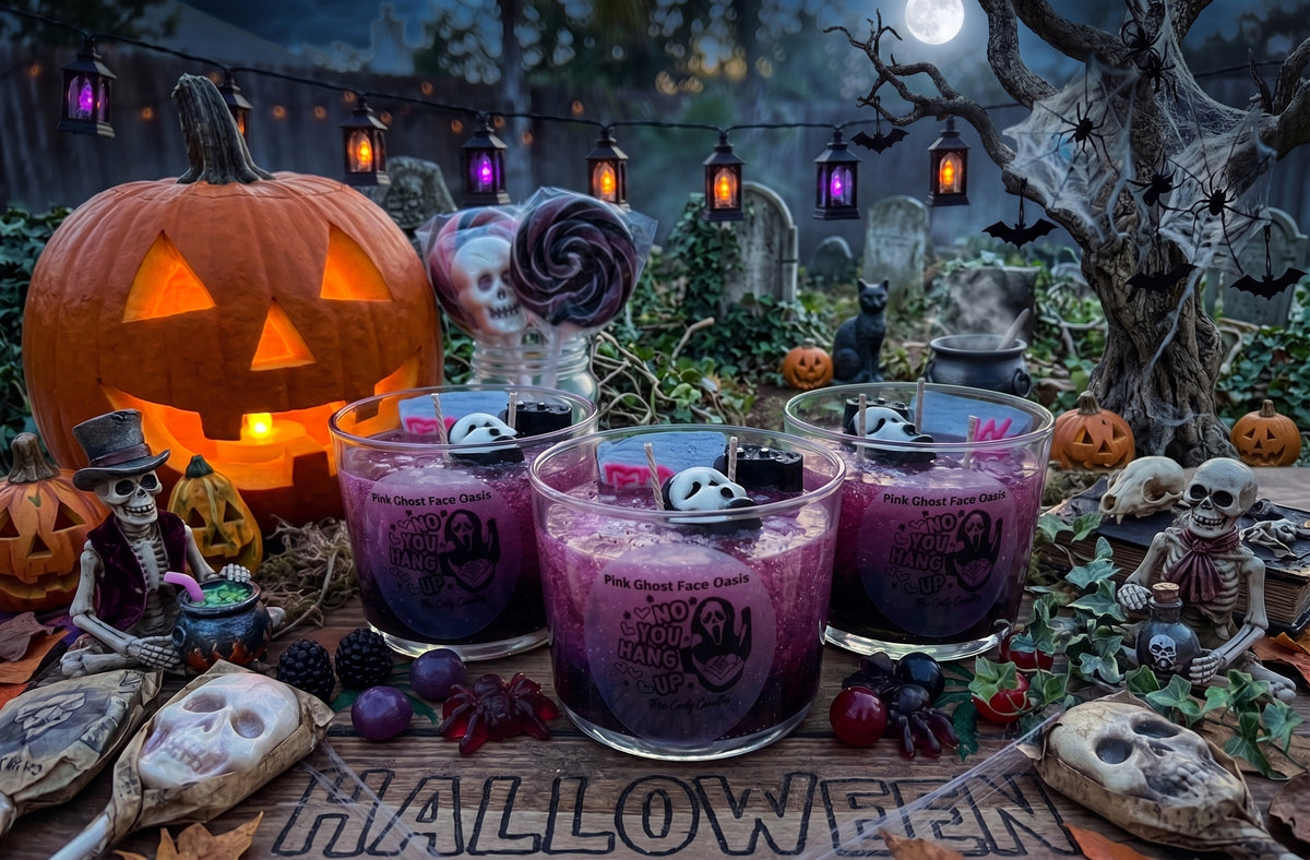 📞🍭 Vela de Gel "PinkScream"- ¡El Aroma Más Hechizante y Dulce! 🏄‍♀️👻