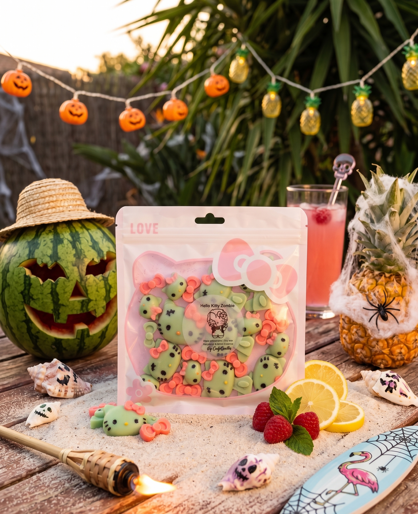 🧟‍♀️🍋Wax Melts "Hello Kitty Zombie": Dulzura Cítrica y Vibra Summerween 🍓👻
