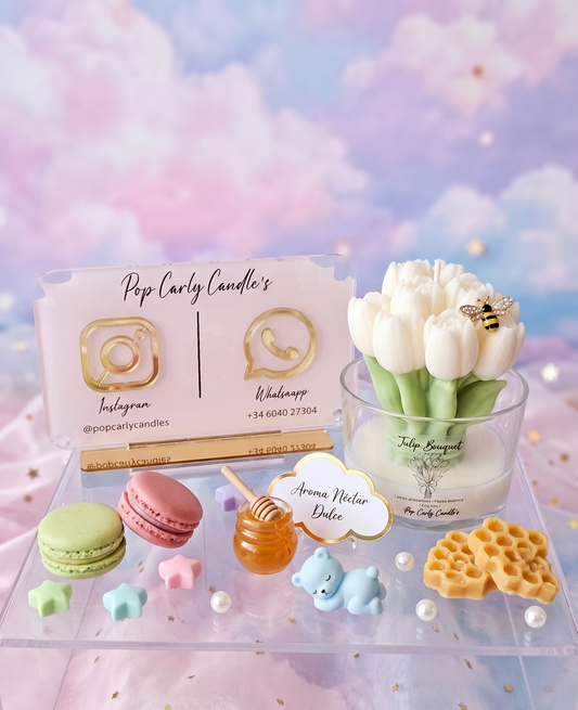 🌷✨Vela Artesanal "Ramo de Tulipanes" - Aroma Néctar Dulce Floral 🌷✨