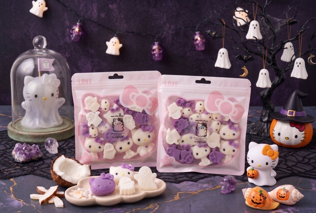 👻🥥 Bolsita de Wax Melts "Hello Kitty Ghost" - Batido de coco 🏝️🎀