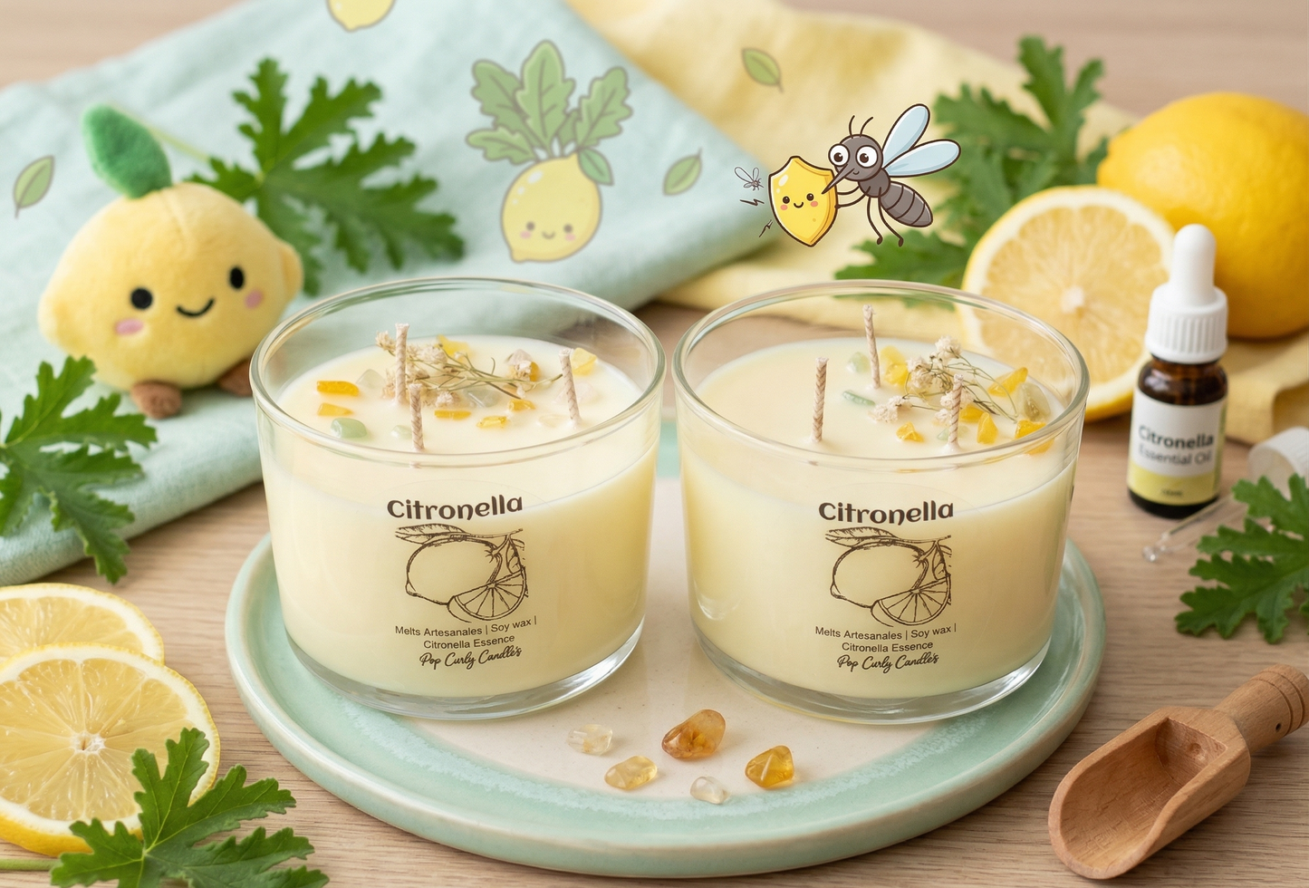 🍋🌿 Vela "Citronella" - Tu escudo anti-mosquitos más cute ✨🦟