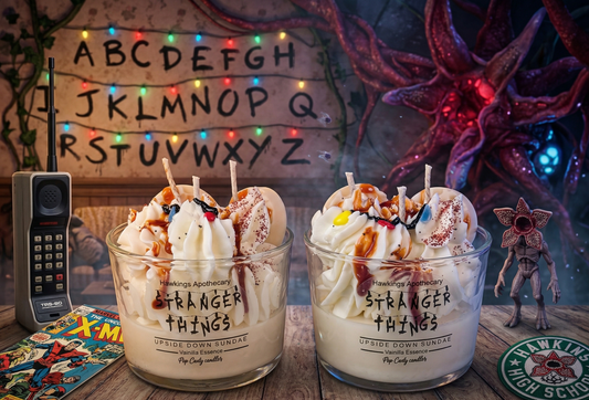 🧇🕯️ Vela "Upside Down Sundae" - Edición Stranger Things 🚲✨