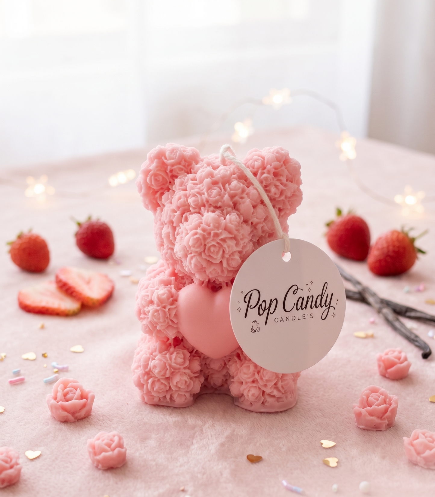 🍓🧸 Vela Osito de Rosas - Dulzura y Romance en un Solo Detalle ✨🌹