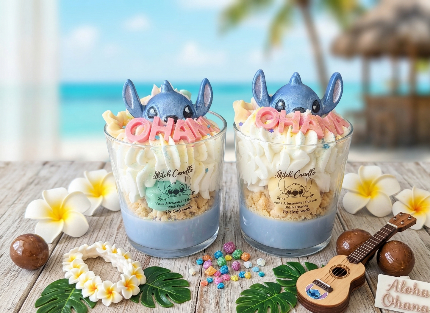 Vela Artesanal "Ohana"🌸 - Stitch