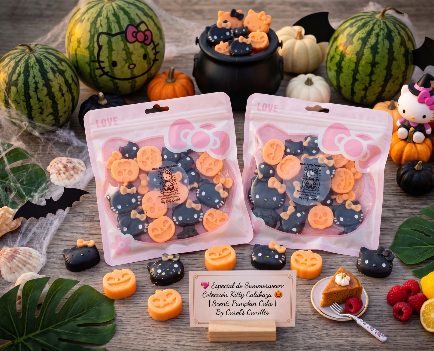 🥕🍰 Bolsita de Wax Melts "Hello Kitty Calabaza"- El Capricho Más Dulce de Summerween 🎃✨