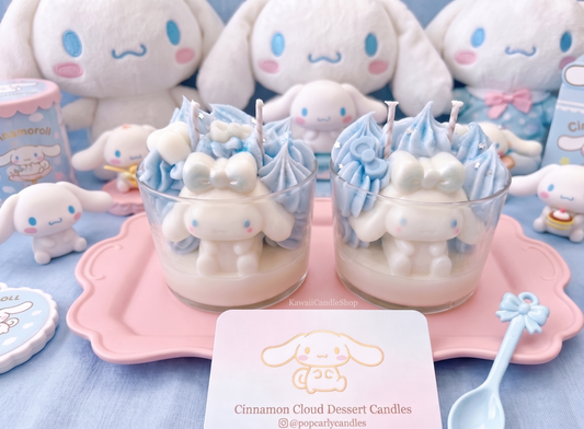 ☁️✨ Vela de Soja Artesanal Cinnamoroll - Postre de nubes y bizcocho ✨☁️