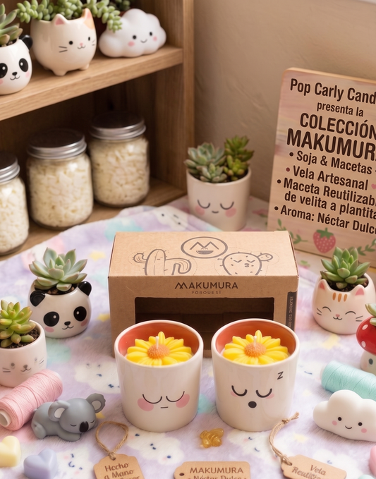 🌱🎀 Pack 2 Velas en Macetero de Cerámica - Néctar dulce 💛🌱
