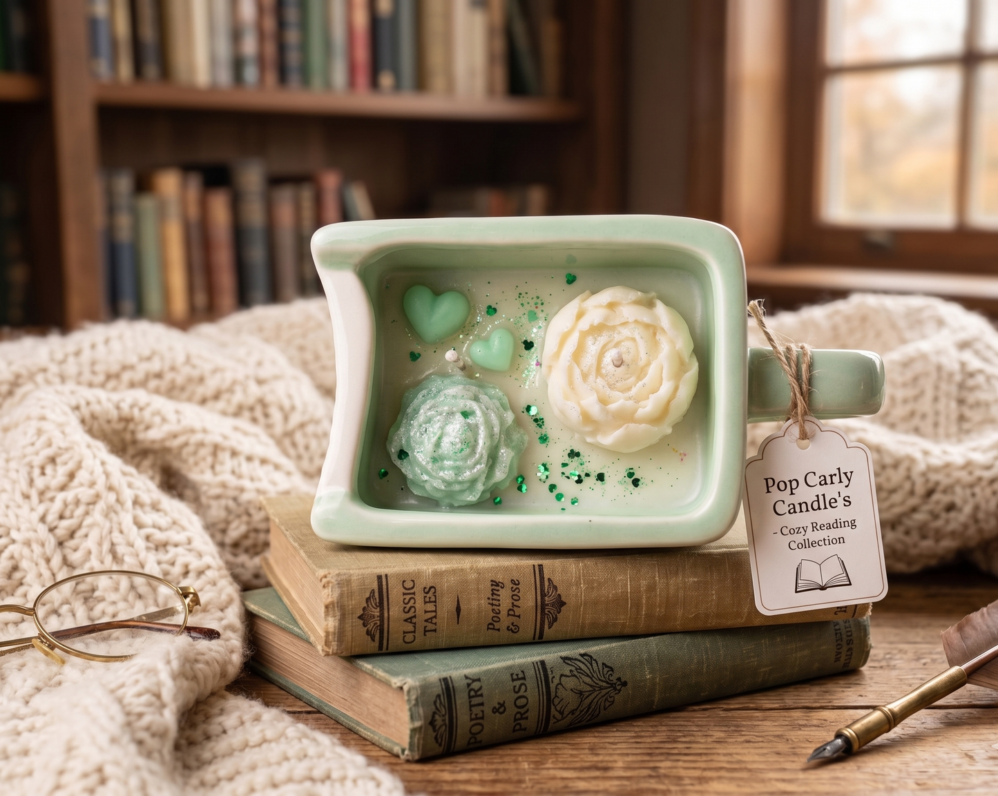 Vela en Taza XXL "Coffee & Books" - Colección Cozy Reading 📖☕