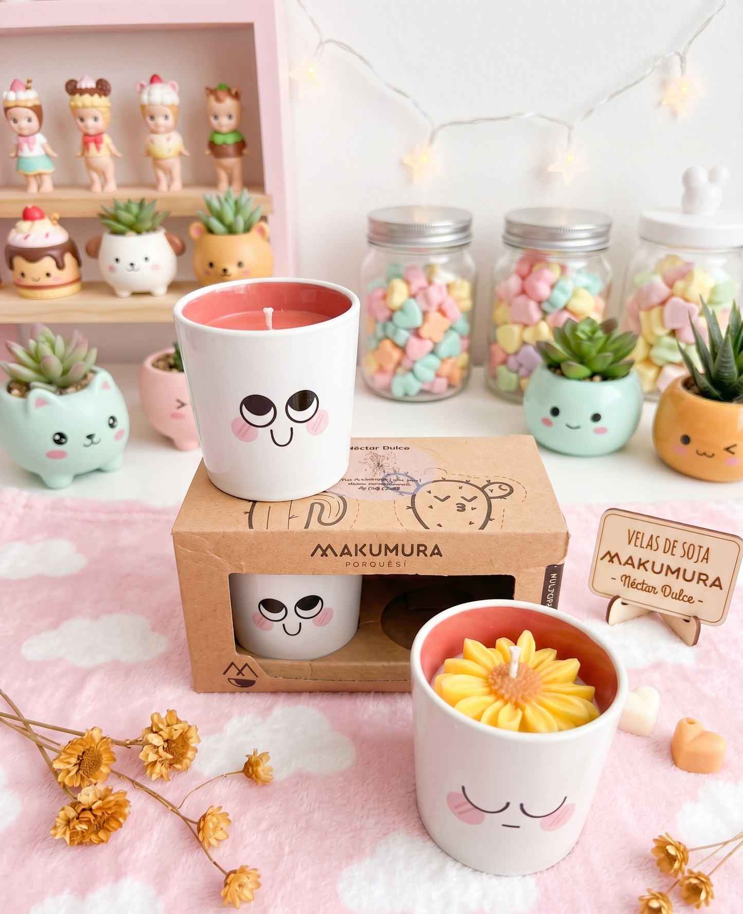 🌱🎀 Pack 2 Velas en Macetero de Cerámica - Néctar dulce 💛🌱