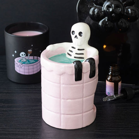 🛁💀 Quemador de Cerámica "Esqueleto en el Spa"- Relax Terroríficamente Cuqui ✨