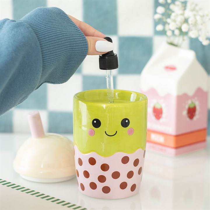 🧋✨ Quemador de Cerámica "Matcha Boba": Tu Bubble Tea Más Kawaii 💖