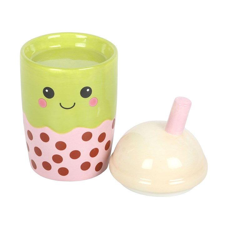 🧋✨ Quemador de Cerámica "Matcha Boba": Tu Bubble Tea Más Kawaii 💖
