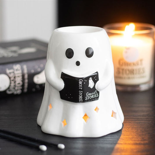 👻📖 Quemador de Cerámica "Fantasma Lector" - Aromas y Cuentos de Ultratumba ✨