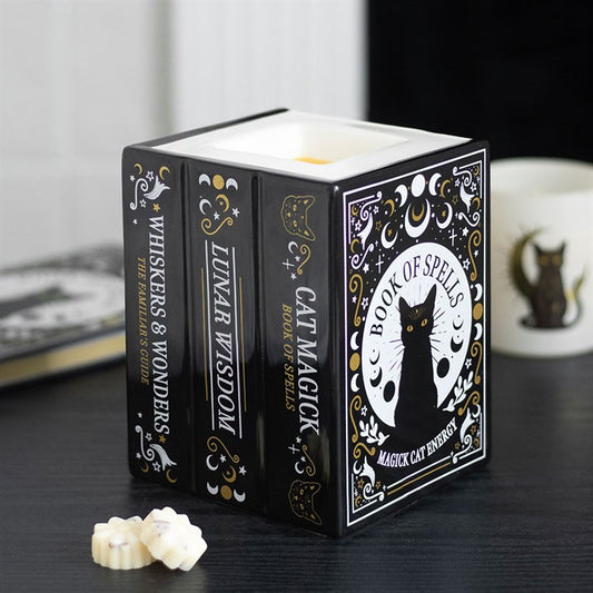 🐈‍⬛📚 Quemador de Esencias de Cerámica "Biblioteca Mística: Cat Magick" 🌙✨