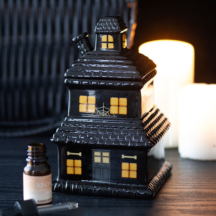 🏰👻 Quemador de Cerámica "Mansión Encantada" - El Toque Spooky que tu Hogar Necesita 🖤