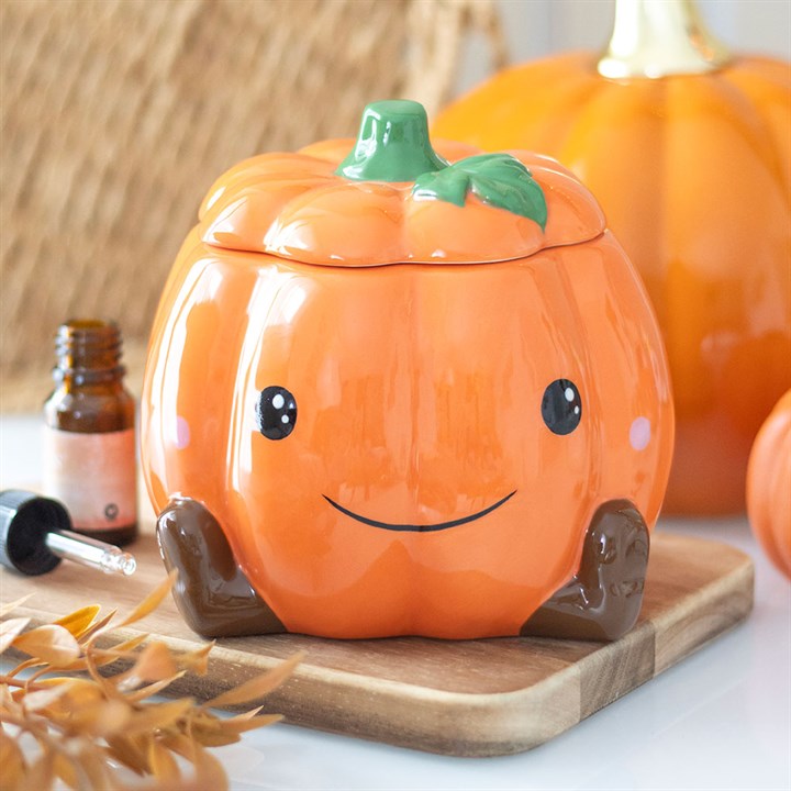 🎃🍂 Quemador de Cerámica "Calabaza Kawaii"- El Toque Otoñal Más Dulce ✨