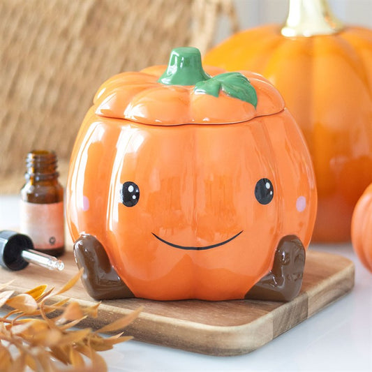 🎃🍂 Quemador de Cerámica "Calabaza Kawaii"- El Toque Otoñal Más Dulce ✨