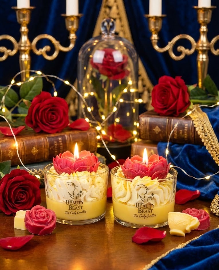 Vela Artesanal "Belleza Eterna" - Edición Cuento de Hadas la bella y la bestia🌹✨
