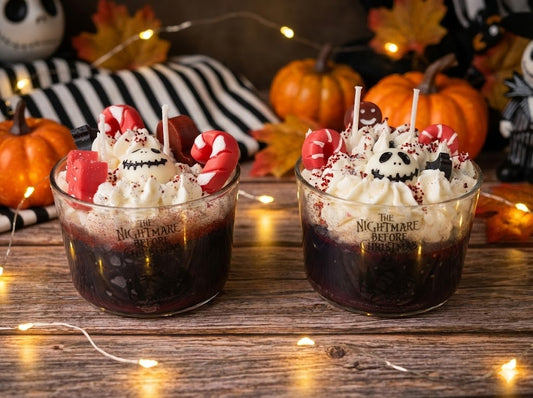 💀 Vela Artesanal de colección "Jack descubre la Navidad" – Edición Dulce Piruleta 🍭