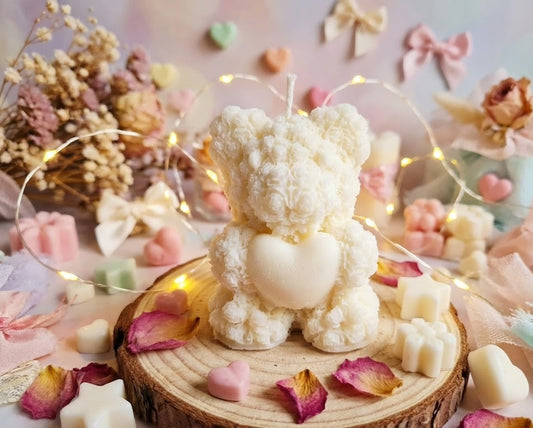 Vela "Teddy Love" - Osito de Rosas y Vainilla 🧸🤍