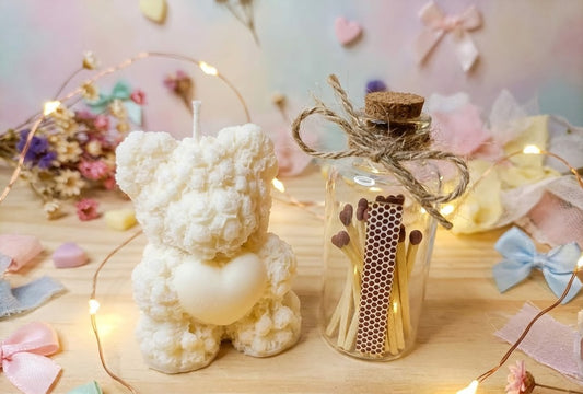 Vela "Teddy Love" - Osito de Rosas y Vainilla 🧸🤍