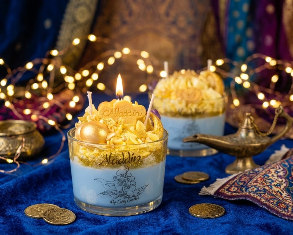 🌙🕌💫 Vela Artesanal "mundo ideal Aladdín" ❄️✨