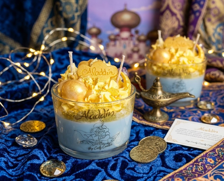 🌙🕌💫 Vela Artesanal "mundo ideal Aladdín" ❄️✨