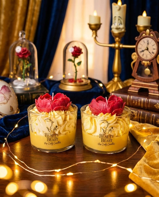 Vela Artesanal "Belleza Eterna" - Edición Cuento de Hadas la bella y la bestia🌹✨