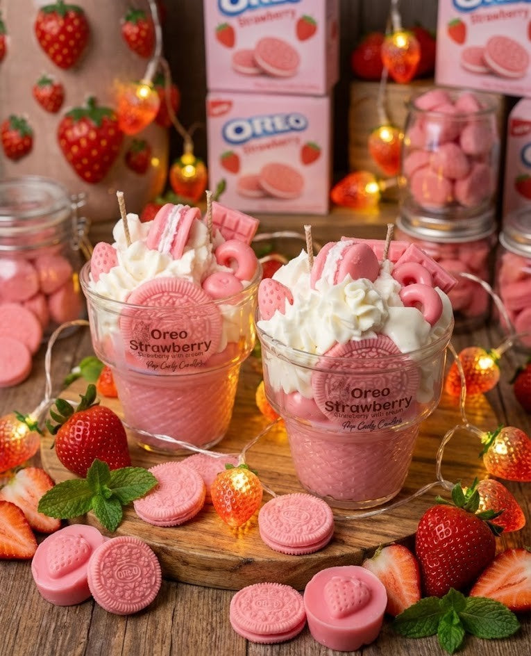 Vela Artesanal Dessert: Oreo Strawberry Dream 🍓🍪