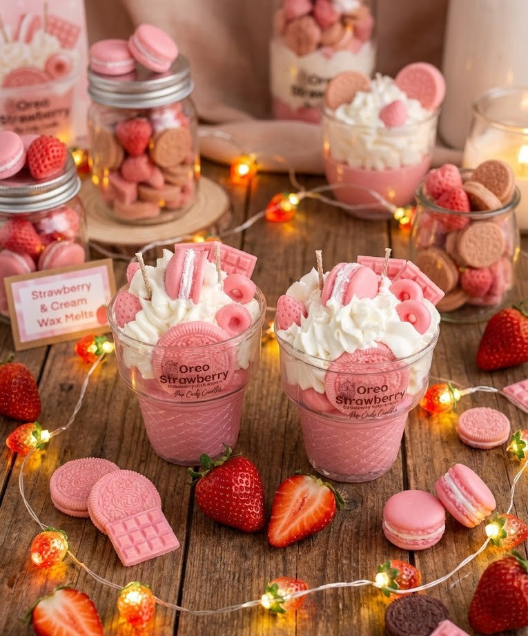 Vela Artesanal Dessert: Oreo Strawberry Dream 🍓🍪