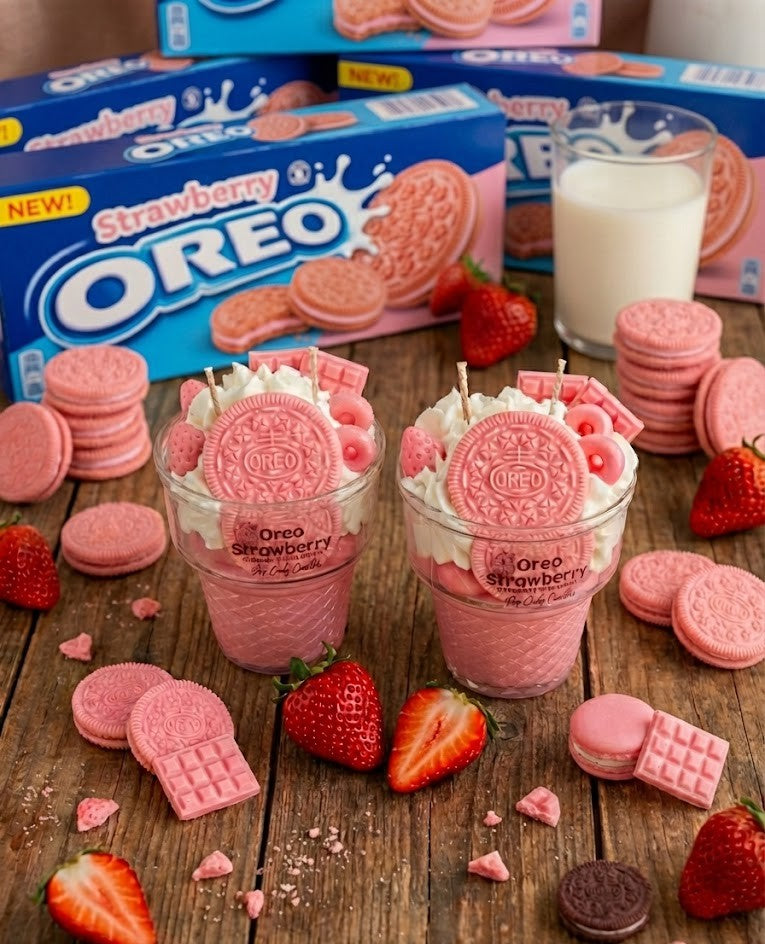 Vela Artesanal Dessert: Oreo Strawberry Dream 🍓🍪
