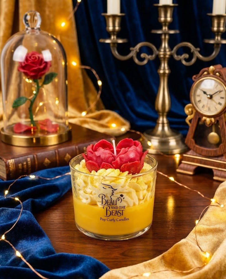 Vela Artesanal "Belleza Eterna" - Edición Cuento de Hadas la bella y la bestia🌹✨