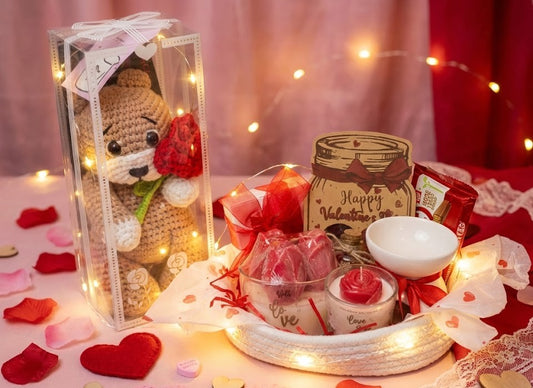 ❤️ Cesta de San Valentín deluxe "Dulzura Floral"🐻🌹 Edición Limitada